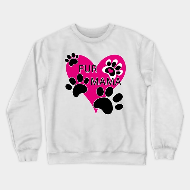 Fur Mama Pink Heart Paw Prints Crewneck Sweatshirt by TLSDesigns